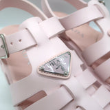 Prada Monolith Rubber Cage Sandals Baby Pink Size 37 Platform Slingback