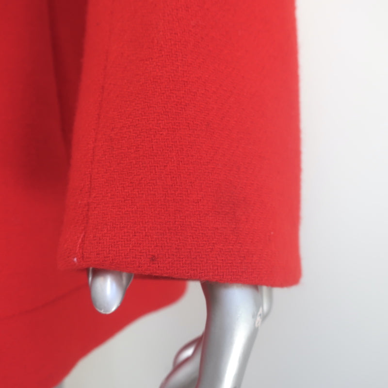 McQ Alexander McQueen double-breasted coat in red wool-cashmere, authentic pre-owned luxury designer piece, size 42