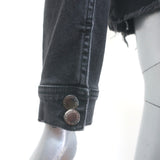 Retrofete Ada Puff Sleeve Denim Jacket Faded Black Stretch Cotton Size Small