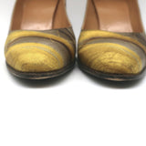Hermes Lux 95 Printed Satin Pointed Toe Pumps Beige Size 38