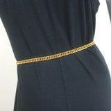 Vintage Chanel Quilted Logo Plate Double Chain Coin Belt Gold