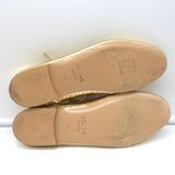 Celine Les Ballerines Mary Jane Flats Gold Metallic Snake-Print Leather Size 40