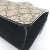 Gucci GG Supreme Mini Dionysus Shoulder Bag Beige Canvas & Black Suede Crossbody