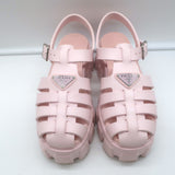 Prada Monolith Rubber Cage Sandals Baby Pink Size 37 Platform Slingback