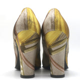 Hermes Lux 95 Printed Satin Pointed Toe Pumps Beige Size 38