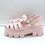 Prada Monolith Rubber Cage Sandals Baby Pink Size 37 Platform Slingback