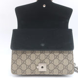 Gucci GG Supreme Mini Dionysus Shoulder Bag Beige Canvas & Black Suede Crossbody