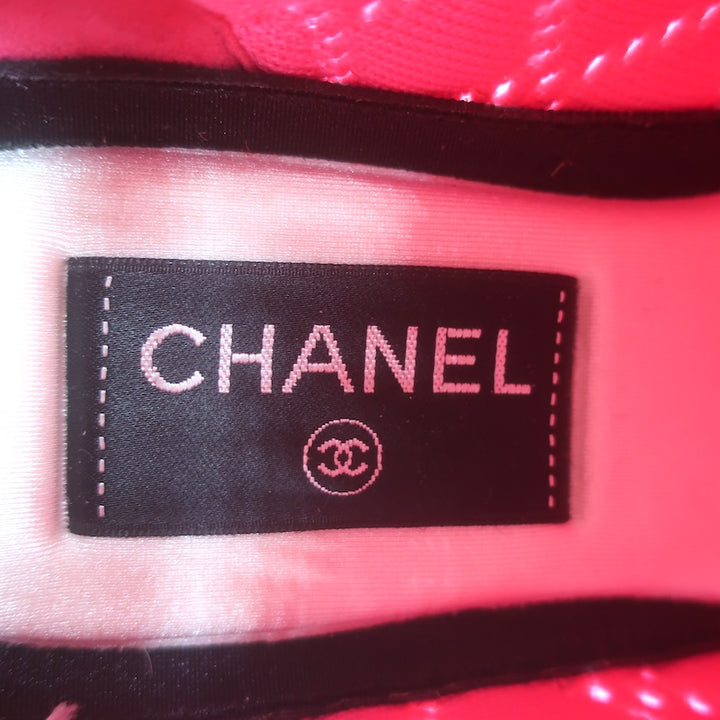Chanel Quilted Knit Low Top Sneakers Hot Pink Size 37.5
