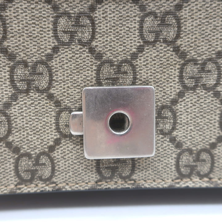 Gucci GG Supreme Mini Dionysus Shoulder Bag Beige Canvas &amp; Black Suede Crossbody