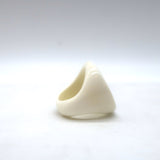 Vintage Chanel 02P CC Camellia Ring Cream & Black Resin Size 6.5