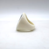 Vintage Chanel 02P CC Camellia Ring Cream & Black Resin Size 6.5