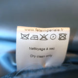 Fete Imperiale Crisscross Neck Dress Blue Satin Size 36 Long Sleeve Midi NEW