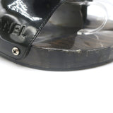 Vintage Chanel 04P Lacquered Wood CC Clog Sandals Black Patent Leather Size 39