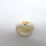 Vintage Chanel 02P CC Camellia Ring Cream & Black Resin Size 6.5