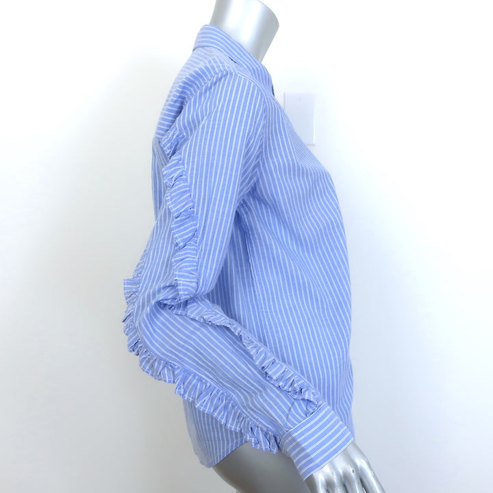 Rails Lizzi Ruffled Button-Up Shirt Blue &amp; White Stripe Size Medium NEW