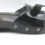Vintage Chanel 04P Lacquered Wood CC Clog Sandals Black Patent Leather Size 39