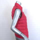 Moncler Liane packable down puffer vest in fuchsia, size 2, authentic pre-owned, gently worn luxury outerwear