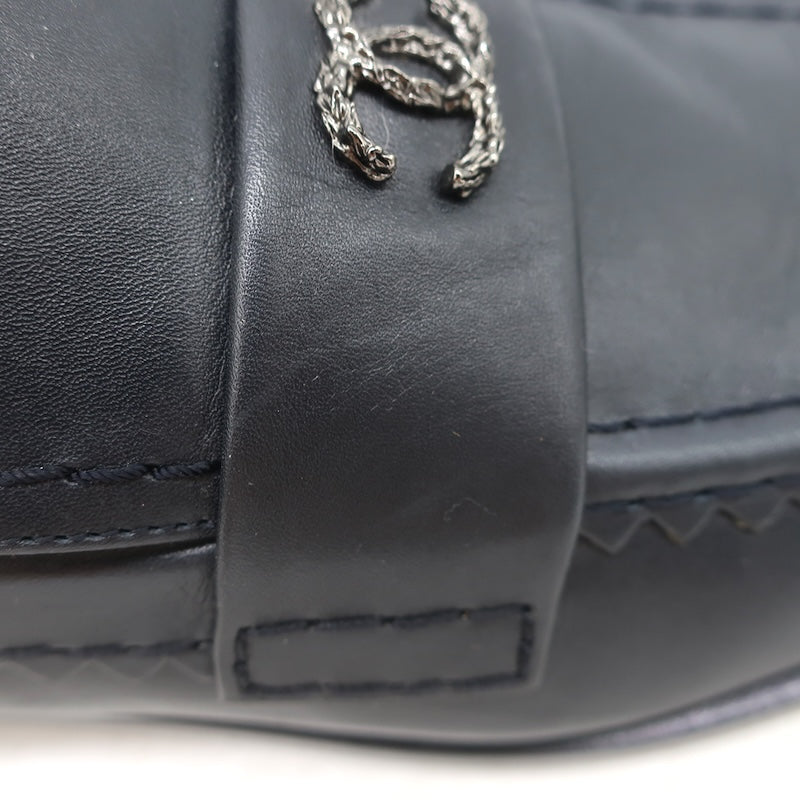 Chanel CC Zigzag Stitched Loafers Black Leather Size 37