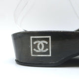 Vintage Chanel 04P Lacquered Wood CC Clog Sandals Black Patent Leather Size 39