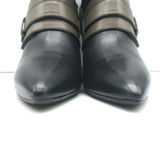Balenciaga Wedge Booties Black & Gray Leather Size 39.5 Pointed Toe Ankle Boots