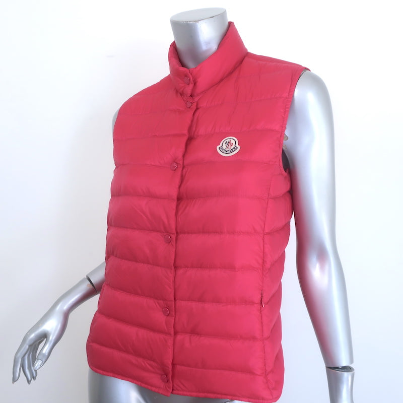 Authentic Moncler Liane packable down puffer vest in fuchsia, pre-owned gently worn, size 2