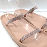 Pedro Garcia Alania Crystal-Embellished Slide Sandals Rose Blush Leather Size 38