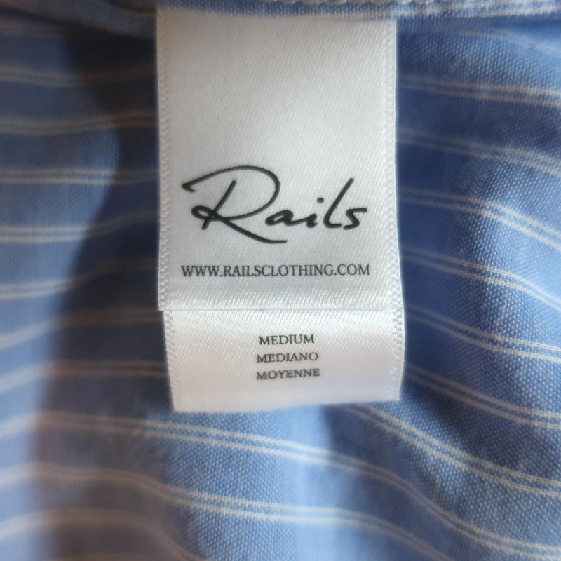 Rails Lizzi Ruffled Button-Up Shirt Blue &amp; White Stripe Size Medium NEW