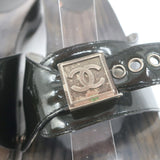 Vintage Chanel 04P Lacquered Wood CC Clog Sandals Black Patent Leather Size 39