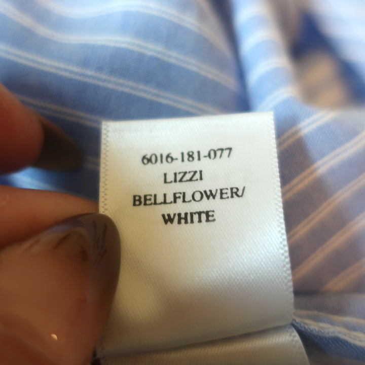 Rails Lizzi Ruffled Button-Up Shirt Blue &amp; White Stripe Size Medium NEW