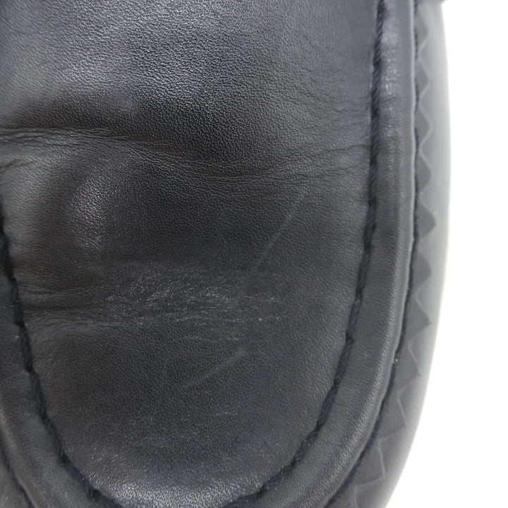 Chanel CC Zigzag Stitched Loafers Black Leather Size 37