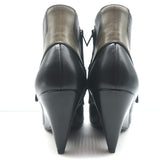 Balenciaga Wedge Booties Black & Gray Leather Size 39.5 Pointed Toe Ankle Boots
