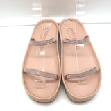 Pedro Garcia Alania Crystal-Embellished Slide Sandals Rose Blush Leather Size 38