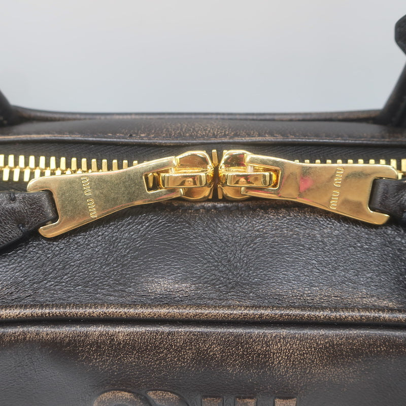 Miu Miu Beau Small Shoulder Bag Coffee Distressed Leather NEW