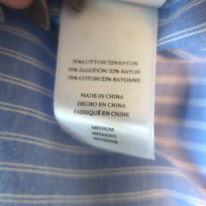 Rails Lizzi Ruffled Button-Up Shirt Blue &amp; White Stripe Size Medium NEW