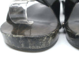 Vintage Chanel 04P Lacquered Wood CC Clog Sandals Black Patent Leather Size 39