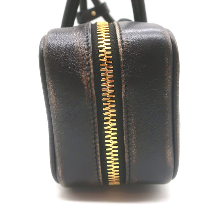 Miu Miu Beau Small Shoulder Bag Coffee Distressed Leather NEW
