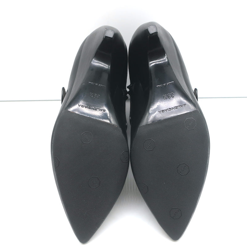 Balenciaga Wedge Booties Black &amp; Gray Leather Size 39.5 Pointed Toe Ankle Boots
