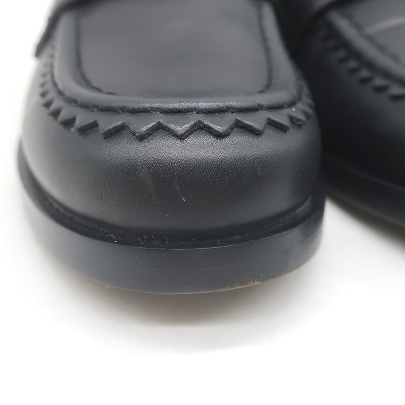 Chanel CC Zigzag Stitched Loafers Black Leather Size 37
