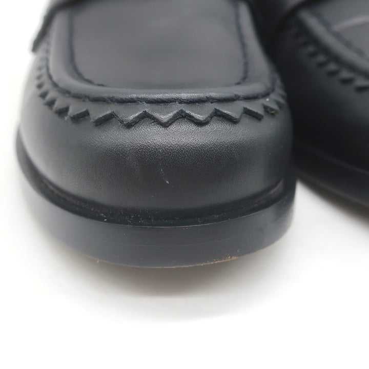 Chanel CC Zigzag Stitched Loafers Black Leather Size 37