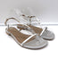 Hermes Flat Slingback Thong Sandals Silver Metallic Leather Size 40