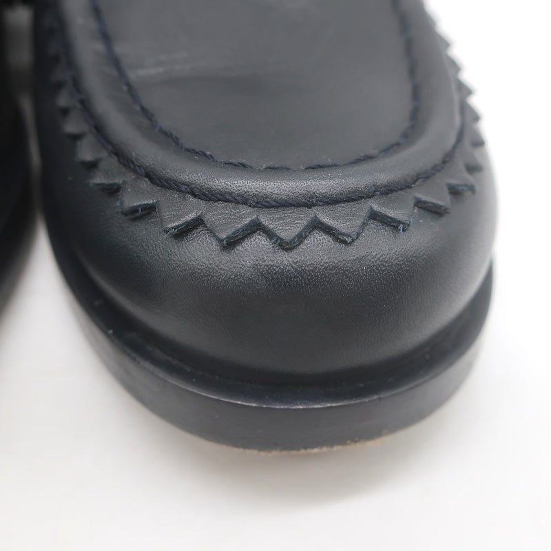 Chanel CC Zigzag Stitched Loafers Black Leather Size 37