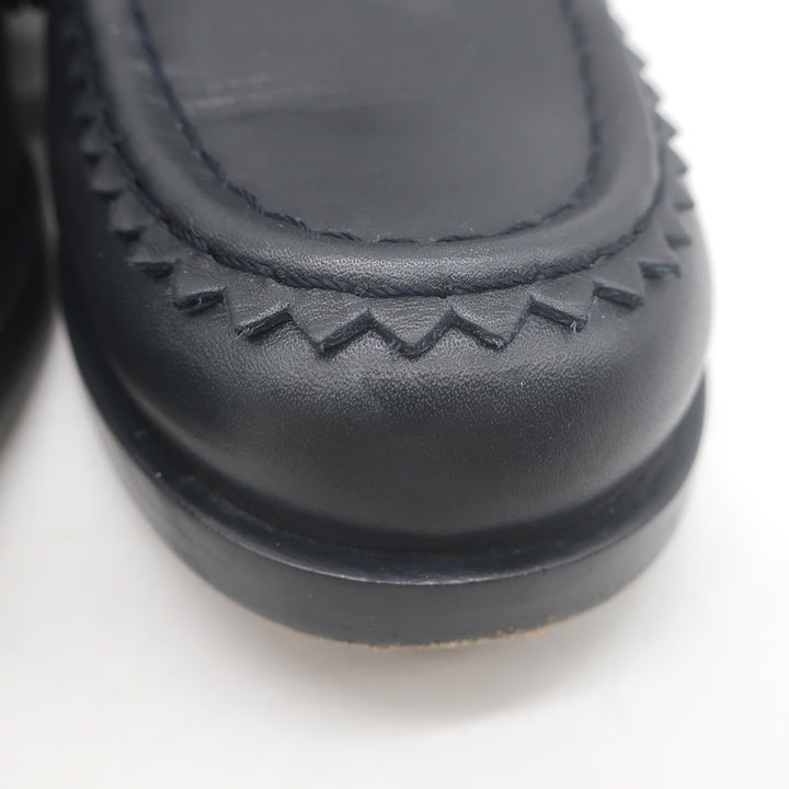 Chanel CC Zigzag Stitched Loafers Black Leather Size 37