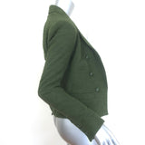 L'Agence Brooke Double-Breasted Cropped Tweed Blazer Dark Moss Size 00