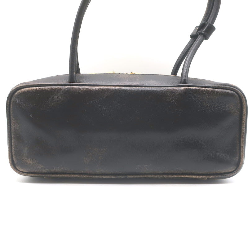 Miu Miu Beau Small Shoulder Bag Coffee Distressed Leather NEW