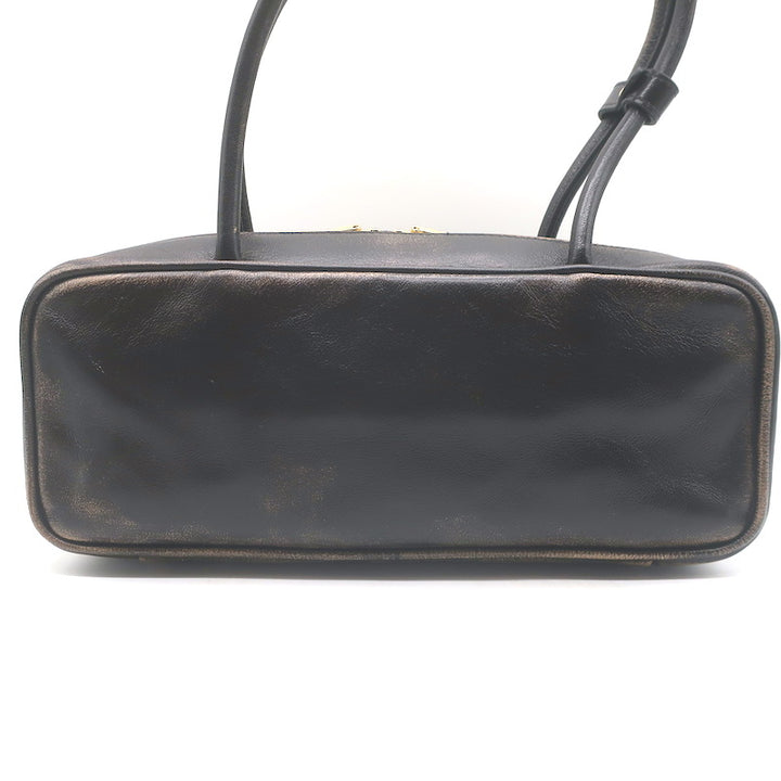 Miu Miu Beau Small Shoulder Bag Coffee Distressed Leather NEW