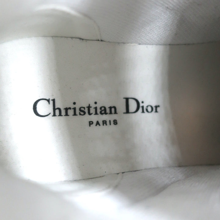 Christian Dior D-Player Sneakers White Quilted Nylon &amp; Pink Patent Size 38