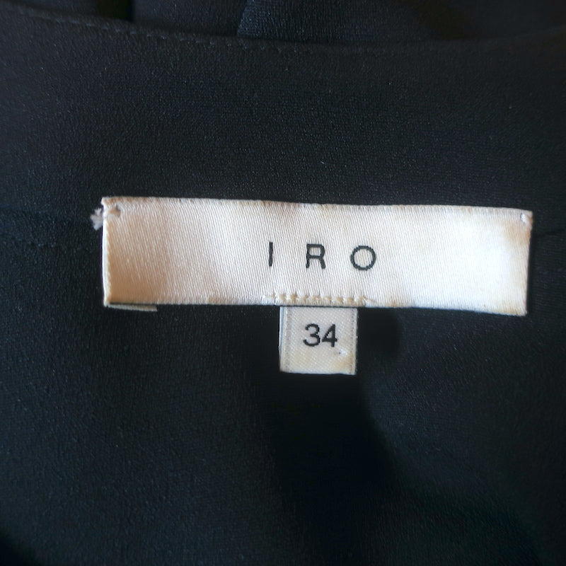 IRO Alis Lace-Up Blouse Navy Crepe Size 34 V-Neck Top