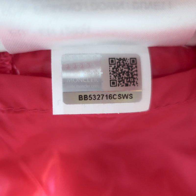 Moncler Liane packable down puffer vest in fuchsia, pre-owned and gently worn luxury outerwear.