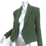L'Agence Brooke Double-Breasted Cropped Tweed Blazer Dark Moss Size 00