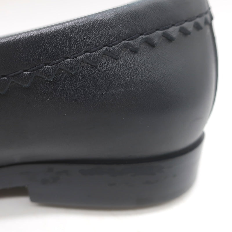 Chanel CC Zigzag Stitched Loafers Black Leather Size 37
